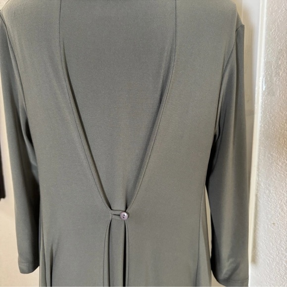 Joseph Ribkoff Cowl Neck High Low Tunic Blouse Dark Green Size 10 V Shape Back - Picture 4 of 15
